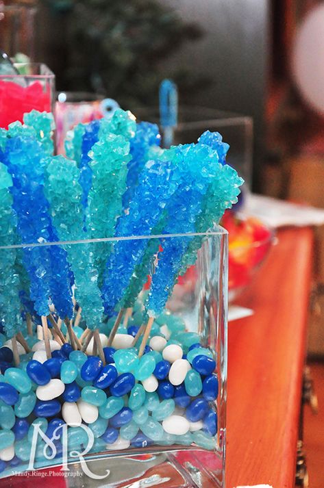 Sea Themed Birthday Party, Blue Candy Bars, Birthday Party Candy Bar, Party Candy Bar, Candy Bar Party, Birthday Party Photography, Candy Birthday Party, Sea Birthday Party, Birthday Party Tables