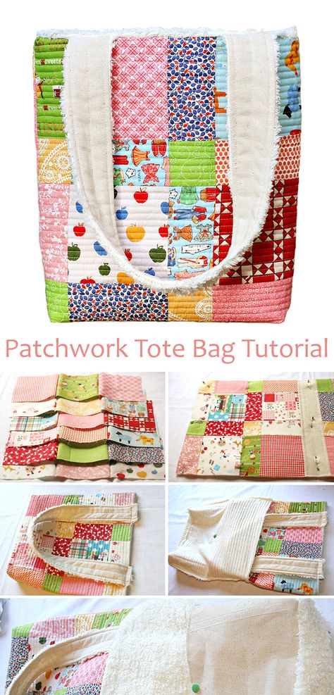 Patchwork Bag Patterns Free, Patchwork Bag Tutorial, Patch Work Sewing Projects, Sewing A Purse For Beginners, Easy Sew Tote Bag, Quilted Bags And Totes Patterns Free, Beginner Tote Bag Sewing Projects, Easy Sewing Bags For Beginners, How To Sew Patchwork