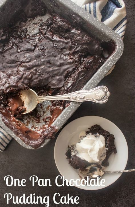 One Pan Chocolate Pudding Cake, a fast and easy Chocolate Dessert Recipe.  So yummy, eat warm with a little ice cream. Gooie Cookies, Chocolate Protein Recipes, Sweet Crafts, Pineapple Fluff, Pudding Cakes, Diy Cakes, Gluten Free Chocolate Recipes, Chocolate Pudding Cake, Future Chef