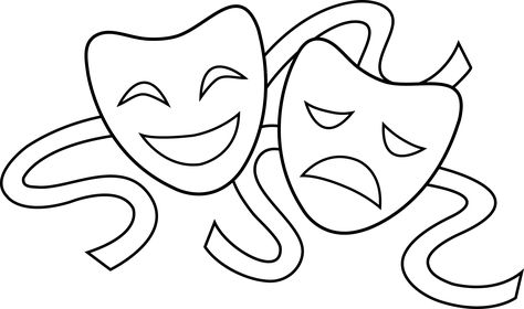 Images For > Comedy And Tragedy Clipart Drama Faces Drawing, Why Is Art Important, Theatre Drawing, Theatre Faces, Theater Masks, Drama Masks, Mask Drawing, Theatre Masks, Comedy And Tragedy