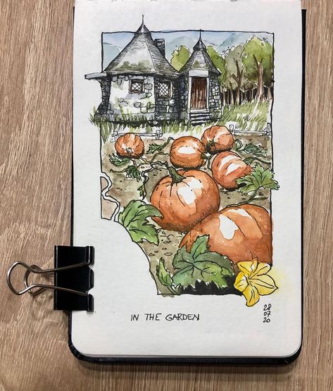 Pumpkin Patch Sketch, Pumpkin Patch Drawing, Pumpkin Patch Illustration, Pumpkin Patch Garden, Themes To Draw, List Of Themes, Sketchbook Ideas, Gcse Art, Sketchbook Inspiration