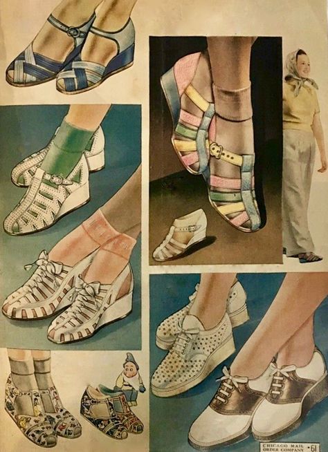 1938 1930s Sandals, 40s Shoes, 1930s Shoes, 39 Steps, Tea Gown, Dog Bones, 1930s Fashion, Retro Shoes, House Dress