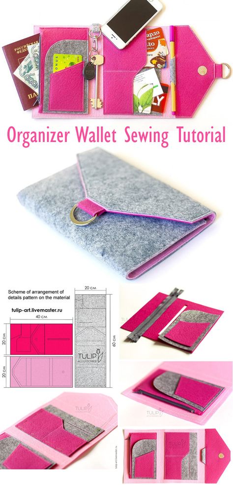 Organizer Wallet Sewing Tutorial Travel Wallet Diy, Passport Holder Diy Sewing, Diy Travel Gifts, Purse Organizer Tutorial, Diy Travel Organizer, Diy Passport Holder, Planner Bag, Diy Purse Organizer, Wallet Diy