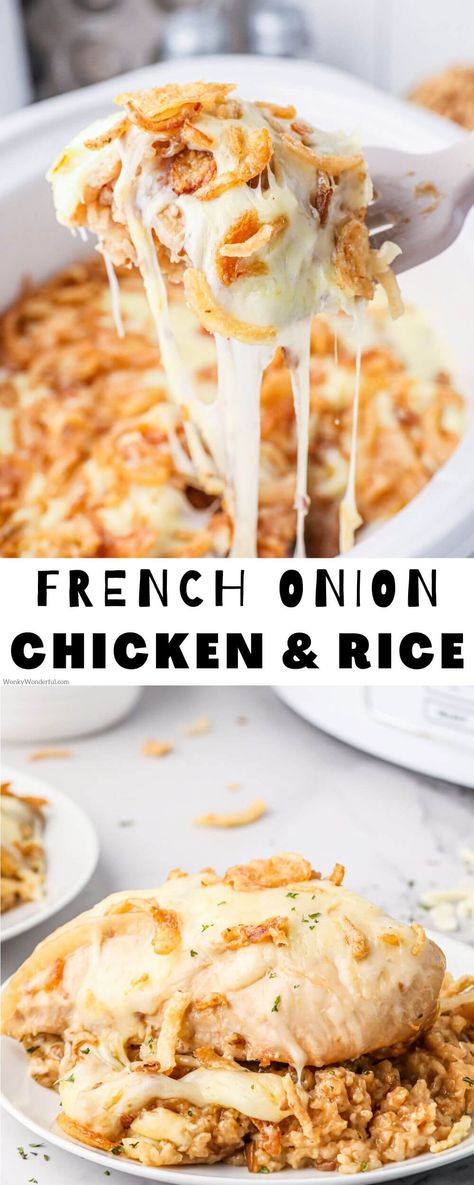 Crockpot Chicken Recipes With Rice, Chicken On Rice Recipes, Lipton Onion Chicken Recipes, Lipton Onion Soup Chicken Recipes, Rice Dinner Recipes Crock Pot, French Onion Soup Chicken Crock Pot, Recipes With Cream Of Onion Soup, Crockpot Recipes Over Rice, Onion Soup Packet Recipes