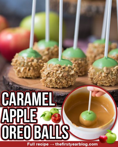 The First Year - Recipe:... Oreo Ball Recipe, Caramel Balls, Oreo Ball, Oreo Balls Recipe, Cooking With Karli, Oreo Balls, Caramel Apple, Caramel Apples, First Year