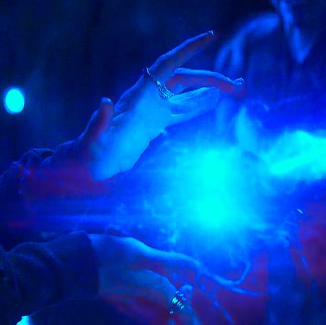 Blue Superhero Aesthetic, The Sapphire Witch, Blue Chaos Magic, Scarlet Witch Blue, Invisibility Power, Chaos Magic Aesthetic, Blue Powers, Wiccan Marvel, Blue Superhero