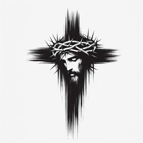 Jesus Cross Tattoo Design, Jesus Cross Tattoo, Tattoo Jesus Cristo, Acab Tattoo, Jesus Christ Tattoo, Unique Cross Tattoos, Polka Tattoo Designs, Jesus Tattoo Design, Trash Polka Tattoo Designs