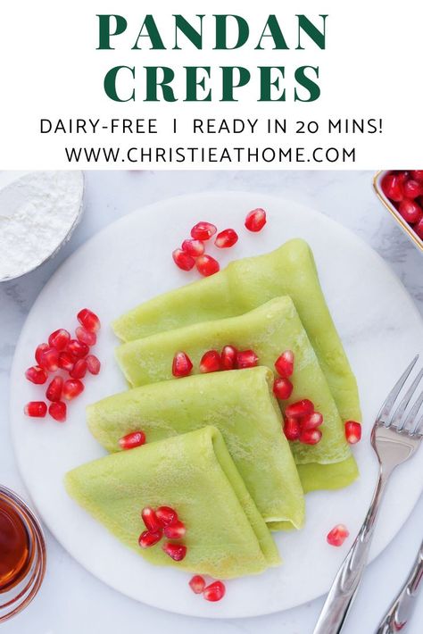 Easy, delicious and quick Pandan Crepes recipe! It’s really simple to make and only requires 6 ingredients if you don’t count salt. This Pandan Crepes is perfect for breakfast or brunch. It is also dairy-free! I love making this recipe when I want to elevate my crepes! Pandan Crepes, Best Crepe Recipe, Easy Crepe Recipe, Filipino Food Dessert, Crepes Recipe, Crepe Recipes, Traditional Cakes, Delicious Breakfast Recipes, Asian Desserts