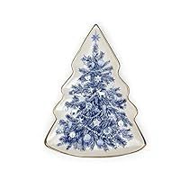 Blue And White Christmas Tree, Christmas Tree Plate, Blue And White Christmas, Christmas Tree Silhouette, Chinoiserie Pattern, Chinoiserie Christmas, Christmas Accents, Unique Christmas Trees, White Christmas Decor