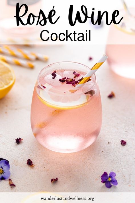 Rosé Wine Cocktail Rose Cocktail Recipes Easy, Rose Wine Cocktail Recipes, Rosé Cocktail, Rose Wine Cocktail, Rose Cocktail Recipes, Rose Drink, Wine Cocktail Recipes, Spring Cocktails Recipes, Cocktail Names