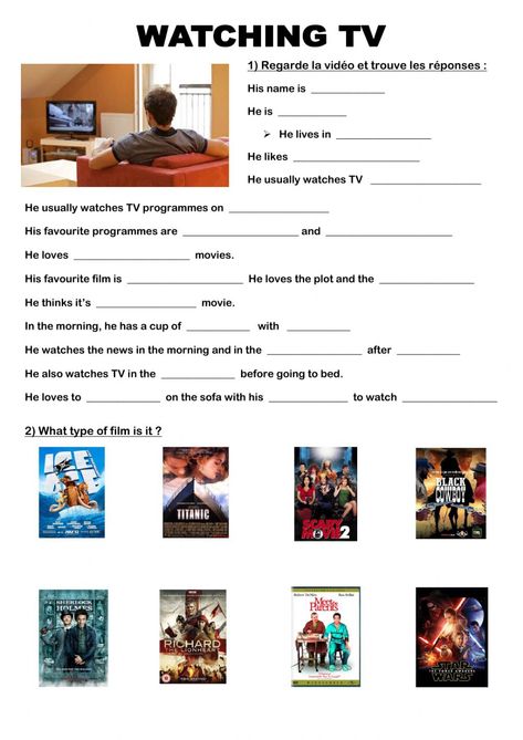 Types Of Movies, English Liveworksheet, English Pictures, English Activity, Teaching Esl, Films Movies, Film Institute, Tv Show Games, English Activities