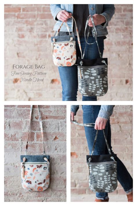 Fabric Forage Bag Free Sewing Pattern Foraging Bag Pattern, Bag Free Sewing Pattern, Boro Bag, Foraging Bag, Fabric Art Diy, Sew Tutorials, Sewing Tutorials Bags, Big Handbags, Fabric Sewing Patterns