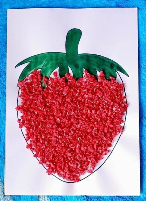 Red Day Activity, Animal Paper Craft, Paper Craft Ideas For Kids, Strawberry Crafts, Summer Crafts For Toddlers, Fruit Crafts, Free Printable Crafts, Nursery Activities, Paper Craft Ideas