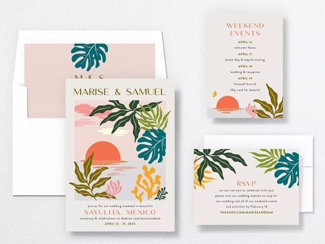 Hawaiian Wedding Invitations, Lily Wedding Invitations, Tropical Scenery, Handwritten Wedding, Destination Wedding Invitation, Palm Wedding, Paradise Wedding, Wedding Graphics, Tropical Wedding Invitations