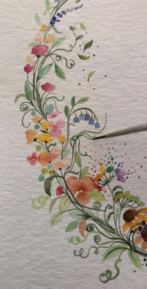 Watercolor Flowers Tutorial, Diy Watercolor Painting, Watercolor Projects, Watercolor Painting Techniques, Watercolor Flower Art, Wreath Watercolor, Watercolor Art Lessons, Watercolor Flowers Paintings, Illustration Painting