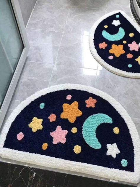 1pc Moon & Star Tufted Indoor Outdoor Rug, Modern Polyester Anti-slip Door Mat For Home | SHEIN USA Rug Tufting Ideas, Tufting Ideas, Rug Tufting, For Home, Rug Modern, Indoor Outdoor Rug, Moon Star, Outdoor Rug, Indore