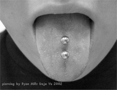 Double Tongue Piercing Vertical, Different Tongue Piercings, Scoop Tongue Piercing, Vertical Tongue Piercing, Double Tongue Piercing, Surface Piercing, Double Piercing, Tongue Piercing, Cool Piercings