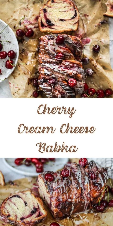 Cherry cream cheese babka! Have you ever thought about experimenting with something? And it was so interesting creatively that you felt that you couldn't rest until you tried it? Well, this is that. I have a running list in my phone full of recipe ideas. Sometimes I'm out and about and I think about a recipe. Cheese Babka Recipe, Babka Bread, Babka Recipe, Jewish Holiday Recipes, Summer Baking, Sweet Dough, Scrumptious Desserts, Bakery Bread, Bakery Recipes