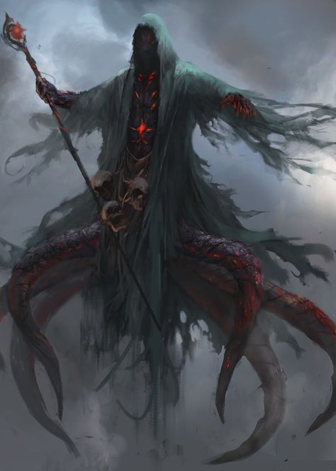 Wizard, John Chiu on ArtStation at https://www.artstation.com/artwork/LBW0l Evil Wizard, Dark Wizard, Fantasy Demon, Dark Creatures, Cthulhu Mythos, Cosmic Horror, 다크 판타지, Fantasy Monster, Creature Concept Art