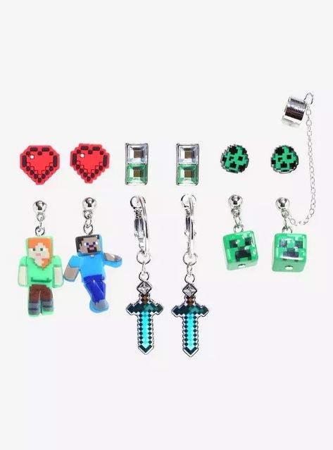 Minecraft Icon Earring Set, Minecraft Clothes, Minecraft Merch, Minecraft Icon, Minecraft Outfits, Vinyl Cd, Clothes And Accessories, Hot Topic, Toy Collection, Earring Set