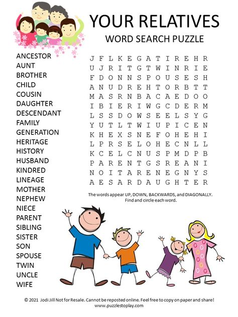 your relatives word search puzzle Word Puzzles For Kids, Learning Websites For Kids, Free Word Search Puzzles, Kids Word Search, Word Search Puzzles Printables, Puzzle Worksheet, Free Word Search, Word Puzzle Games, Free Printable Puzzles