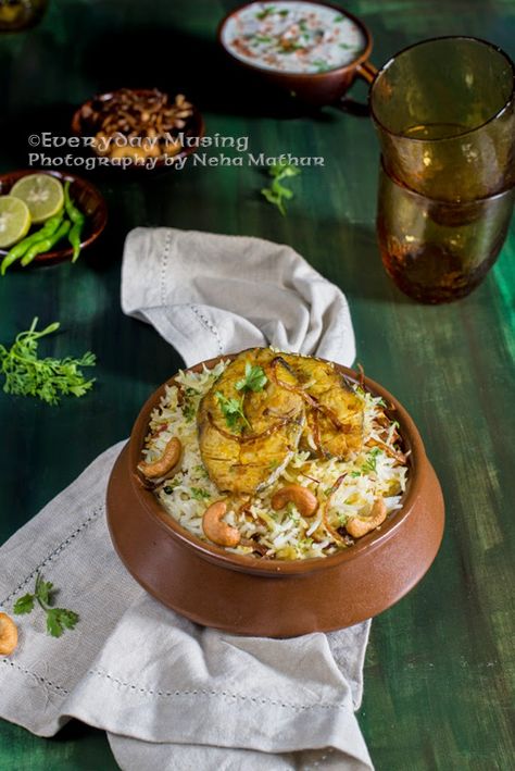 Fish Dum Biryani / Rice cooked with Spices and Fish - Whisk Affair Veg Pulav, Rice Spices, Fish Biryani, American Chop Suey, Indian Food Photography, Red Chili Paste, Desi Khana, Biryani Rice, Chicken Biryani Recipe