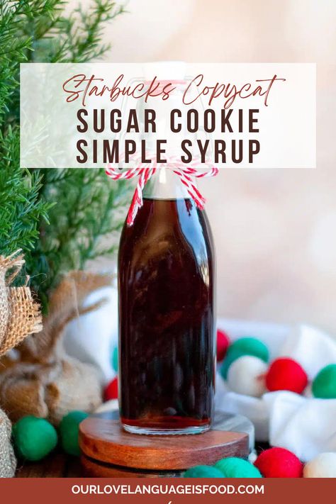 This homemade sugar cookie syrup recipe is what you’ll need to make an iced sugar cookie latte at home! This easy homemade syrup is made with six simple ingredients to create that perfect sugar cookie flavor for all of your favorite holiday beverages. Sugar Cookie Syrup Recipe, Diy Coffee Syrups, Sugar Cookie Syrup For Coffee, How To Make Brown Sugar Syrup, Brown Sugar Coffee Syrup Recipe, Homemade Syrup For Coffee, Coffee Syrups Homemade, Easy Homemade Syrup, Sugar Cookie Syrup