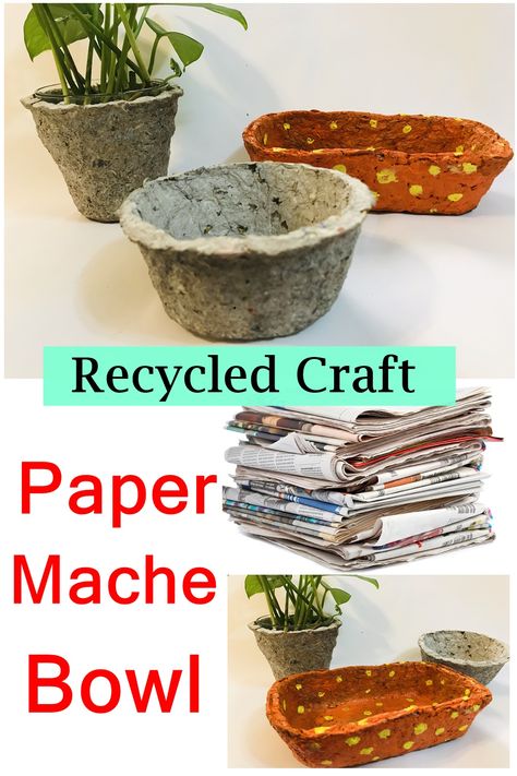 Paper bowl with Newspaper | Paper mache Bowls Paper Mache Tray Diy, Paper Mache Bowls Diy, Bored Crafts, Paper Mesh, Newspaper Crafts Diy, Newspaper Paper, Recycle Crafts Diy, Recycle Newspaper, Diy Glue