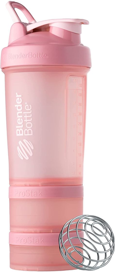 Amazon.com: BlenderBottle Shaker Bottle with Pill Organizer and Storage for Protein Powder, ProStak System, 22-Ounce, Rose Pink : Health & Household Smoothie Bottle, Acrylic Nails Pastel, Wire Whisk, Pill Holder, Shaker Cup, Protein Shaker, Blender Bottle, Pill Organizer, Shaker Bottle