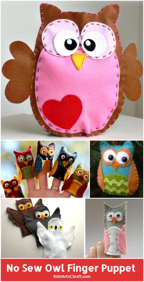 Kids Craft: No Sew Felt Owl Finger Puppets Check more at https://www.kidsartncraft.com/felt-owl-finger-puppets/ Owl Finger Puppet, Owl Puppet Craft, Owl Puppet, Kids Craft Gifts, Sew Felt, Puppet Tutorial, Puppet Craft, Finger Puppet Patterns, Felt Puppets