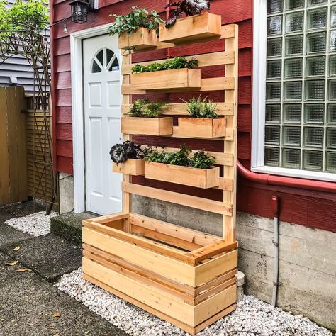 Vertical Planter Wall Printable Woodworking Plans | Etsy Vertical Garden Wall Planter, Garden Wall Planter, Vertical Garden Planters, Planter Wall, Vertical Garden Wall, Wooden Planter, Vertical Garden Diy, Vertical Planter, Tall Planters