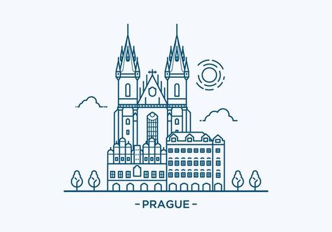 Prague Landmark Illustration Landmark Illustration, Cityscape Photos, Logo Banners, Nature Backgrounds, Heart With Arrow, Background Banner, Landscape Photos, Flower Frame, Prague