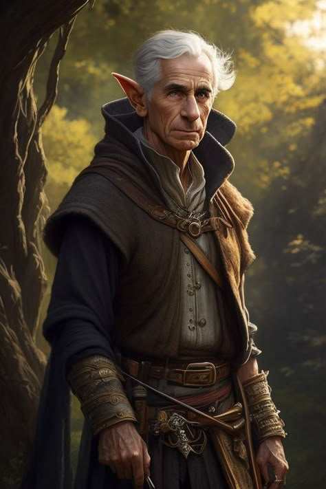 Old Half Elf, Elf Prisoner, Halfling Character Art, Gnome Character Art, Dnd Portraits, Dnd Elves, Npc Art, Npc Ideas, Dnd Npc