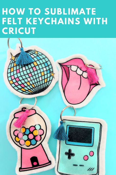 Sublimation On Felt, Sublimated Keychains, Felt Sublimation, Sublimation Keychain Ideas, Cricut Felt, Sublimation Keychains, Cricut Keychains, Keyring Craft, Party Plan