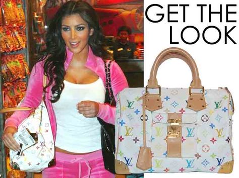 Kim Kardashian rocking Louis Vuitton's Multicolore Limited Edition Speedy 30. Boom! Lv Multicolor, Fashion 2000, 2000 Fashion, Treat Yoself, Speedy 30, 1960s Fashion, Shopping Spree, Material Girls, Louis Vuitton Speedy