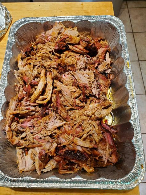 Smoked Bourbon Brown Sugar Pulled Pork Spicy Brown Mustard Recipe, Brown Mustard Recipe, Bourbon Pulled Pork, Pulled Pork Smoker Recipes, Traeger Pulled Pork, Pork Loin Pulled Pork, Smoked Pork Roast, Pulled Pork Roast, Mop Sauce