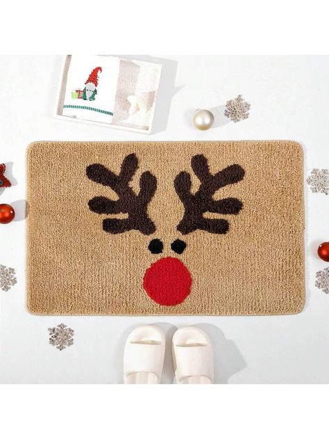 Free Returns ✓ Free Shipping✓. DeramHy home Christmas Brown Elk Bath Mat Cute Cartoon Deer Bathroom Rug Non Slip Washable Shower Kitchen Rugs Christmas Winter Home Decor- Bath Mats at SHEIN. Christmas Floor Mats, Reindeer Rugs, Snowman Doormat, Merry Christams, Christmss Door Mats, Soft Bedroom, Kitchen Rugs Washable, Vhristmas Bathroom Rugs, Christmas Bathroom Decor