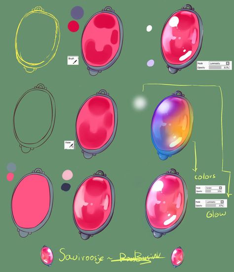 Step By Step - Rhinestone by Saviroosje on DeviantArt Paint Tool Sai Tutorial, Cloud Tutorial, Paint Tool Sai, Coloring Tutorial, 3d Drawings, Digital Painting Tutorials, Photoshop Photography, Digital Art Tutorial, Painting Tools