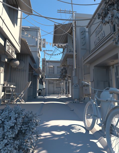 Concept Art Architecture, Arnold Render, Maya Modeling, Props Concept, Blender Models, Surface Modeling, 3d Concept, 3d Architecture, Tokyo Street