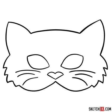 How to draw a kitten mask Easy Mask Drawing, Cat Mask Drawing, Animal Mask Drawing, Cat Mask Printable, Diy Cat Mask, Cat Mask For Kids, Cat Mask Template, Mask Ideas Drawing, Masks Drawing