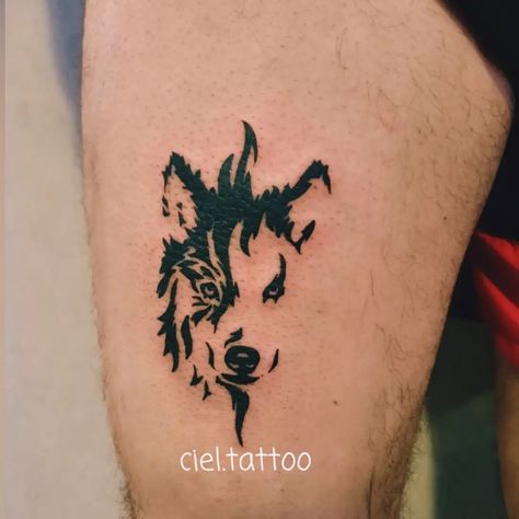 Wolf Tattoo Design Simple, Simple Werewolf Tattoo, Wolf Tattoo Ideas For Men Shoulder, Wolf Neck Tattoos Women, Wolf Wrist Tattoos For Guys, Mother Son Wolf Tattoo, Wolf Simple Tattoo, Wolf Band Tattoo, Wolf Shoulder Tattoo Men