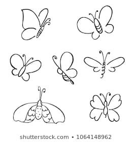 hand drawn butterfly. Vector doodled elements for decoration Cute Butterfly Doodles, Tangled Doodles, Butterfly Doodle, Drawn Butterfly, Butterfly Vector, Art Papillon, Line Art Vector, Doodle Images, Embroidery Template