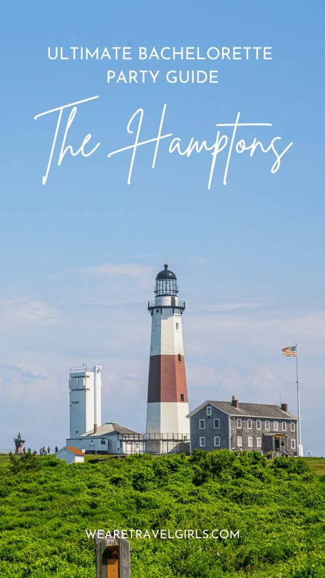 The Hamptons is a collection of seaside communities located on the South Fork of eastern Long Island and is a popular summer destination. The Hamptons should be at the top of your list of places to have your bachelorette party weekend or week-long trip if you are looking for a fun-filled beach getaway. Here's our ultimate Hamptons bachelorette party guide with the best activities, brunch spots, picturesque locations, hidden gems and more. Hamptons Bachelorette Party, Hamptons Bachelorette, Summer Bachelorette Party, Ultimate Bachelorette Party, Bachelorette Party Itinerary, Surf Lodge, Girls Weekend Getaway, Hamptons Summer, Wyoming Travel