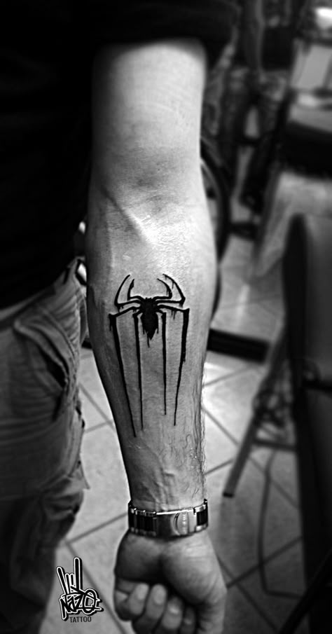 #spiderman #logo #tattoo Follow me on www.fb.com/nazo.one Super Hero Tattoos, Hero Tattoo, Spiderman Tattoo, Comic Tattoo, Marvel Tattoos, Custom Temporary Tattoos, Meaningful Tattoo, Spider Tattoo, Temporary Tattoo Designs