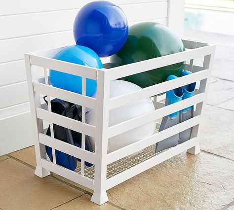 Pin for Later: 36 Essentials For the Ultimate Summer Pool Party  Malibu Pool Accessory Storage Bin ($249) Pool Organization, Pool Float Storage, Outdoor Organization, Pool Storage, Pool Toy, Pool Landscape, Landscaping Business, Accessory Storage, Storage Towers