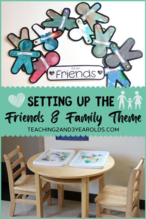 We've set up our toddler and preschool classroom this week for the friends and families theme. We made a family tree and a friendship banner and sang some fun friendship songs! #toddlers #preschool #themes #family #friends #teachers #classroom #printables #2yearolds #3yearolds #teaching2and3yearolds Our Class Is A Family Preschool Activities, Montessori Family Theme, Friendship Banner Preschool, Family Theme Preschool Activities Crafts, Preschool Family Theme Crafts, Class Family Activities, Friends Theme Preschool, Family Art Preschool, Preschool Family Crafts