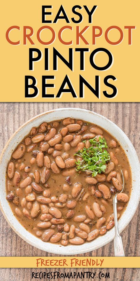 Beans In Crock Pot, Crockpot Pinto Beans Recipe, Crockpot Pinto Beans, Beans Recipe Crockpot, Pinto Beans Recipe, Beans In Crockpot, Slow Cooker Beans, Pinto Bean Recipes, Ham And Beans