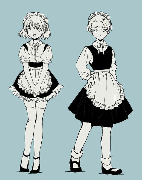 Maid Outfit Drawing, Maid Outfit Cosplay, Waitress Outfit, Victorian Maid, Zoroark Pokemon, Outfit Drawing, Poses Anime, Anime Drawing Sketches, Anime Maid