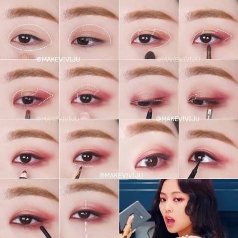 Teknik Makeup, Kpop Makeup, Pop Makeup, Halloween Make-up Looks, Asian Makeup Tutorials, Kawaii Makeup, Korean Eye Makeup, Ulzzang Makeup, Makeup Tutorial Eyeshadow