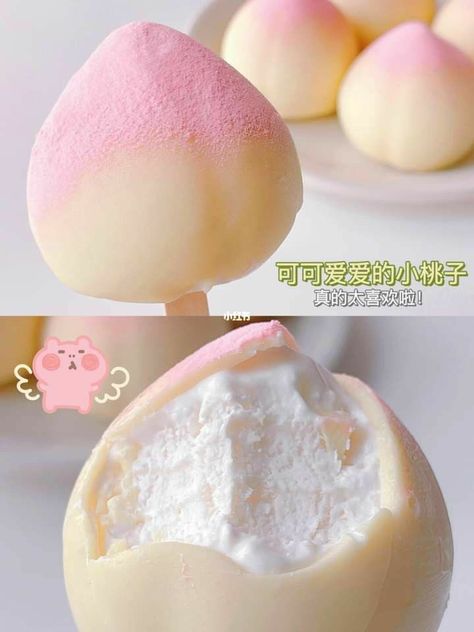 save=follow∘˚ Coconut Powder, Peach Ice Cream, Kawaii Dessert, Kawaii Cooking, Cute Baking, Pretty Dessert, Think Food, Cute Desserts, Dessert Drinks